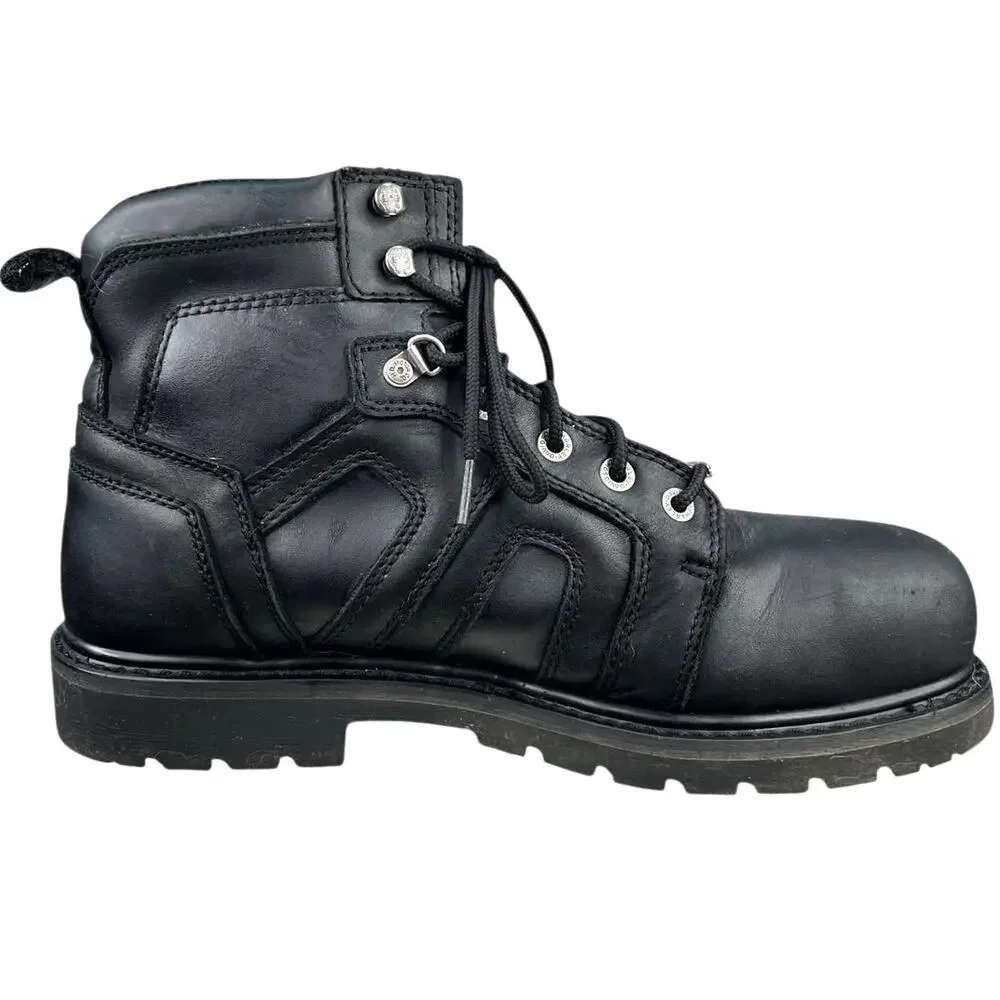 Harley Davidson Men’s Chad Black Leather Steel Toe Moto Boot Size US 12